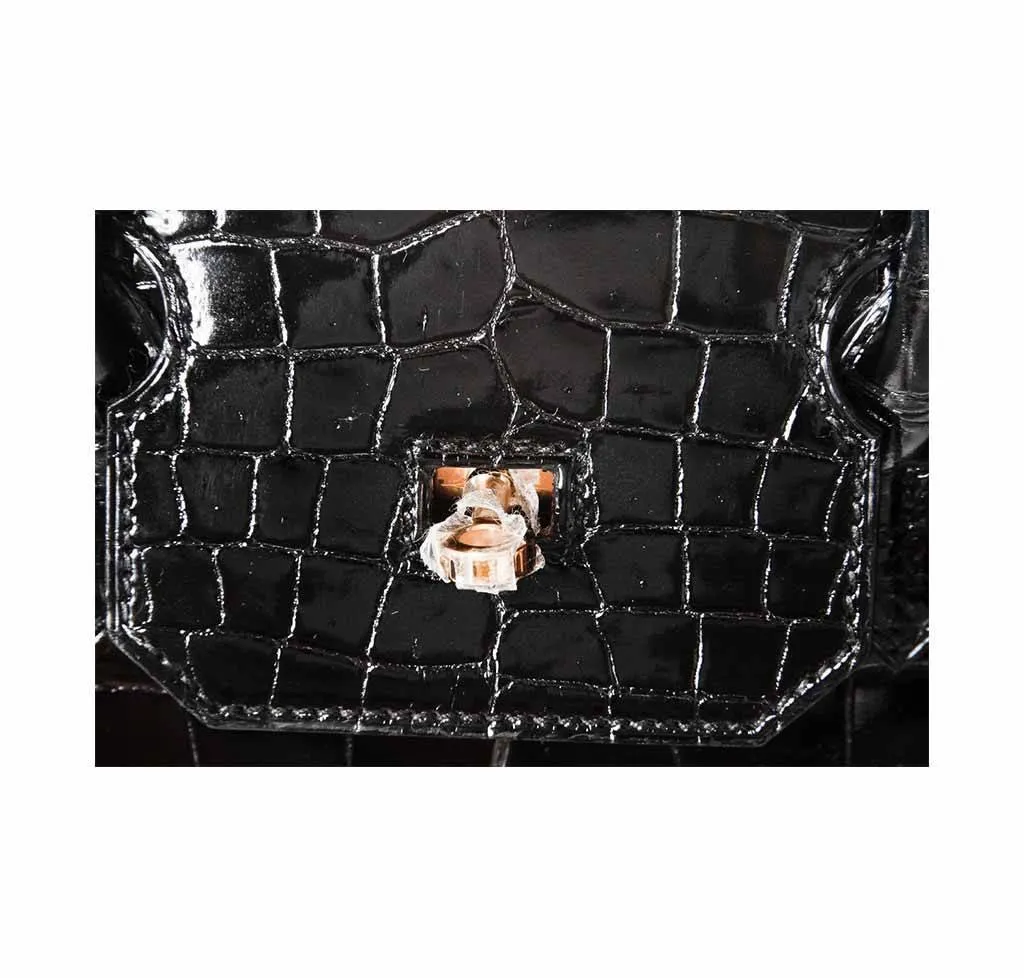 Hermès Porosus Crocodile Birkin 35 Black Bag