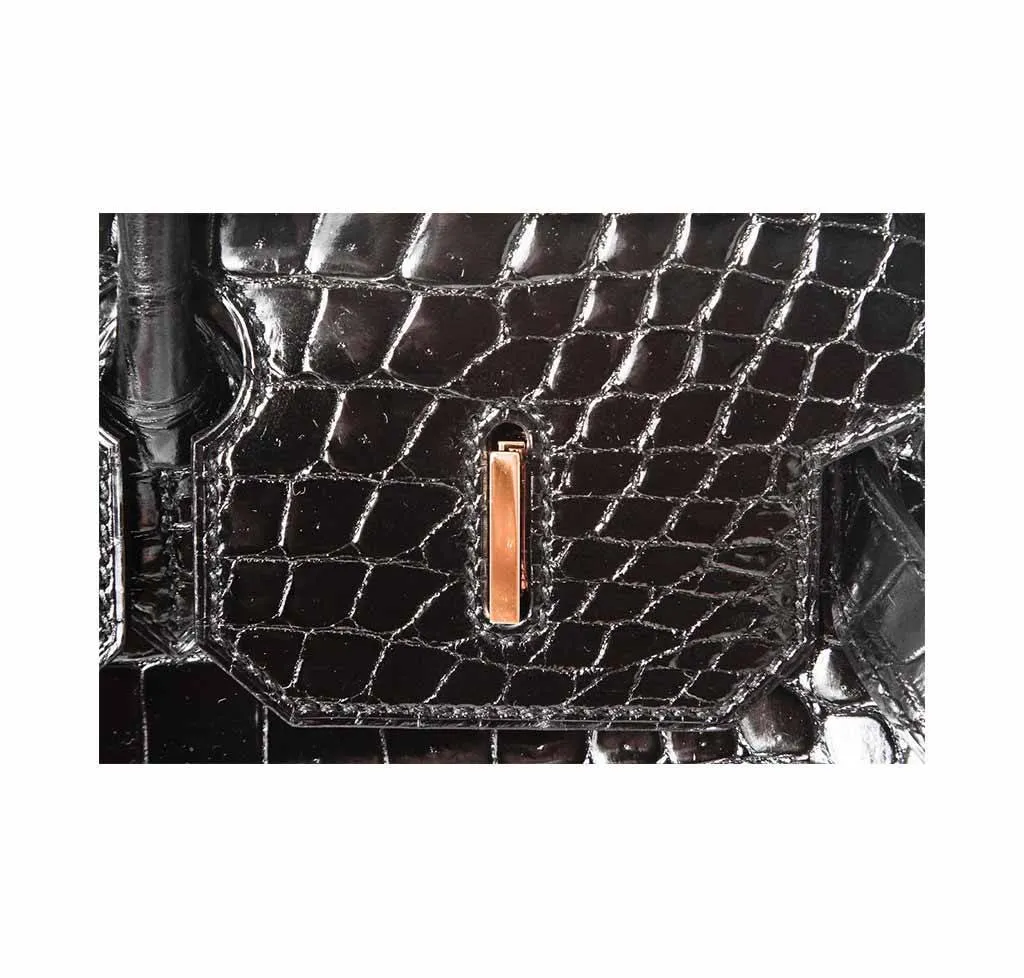 Hermès Porosus Crocodile Birkin 35 Black Bag