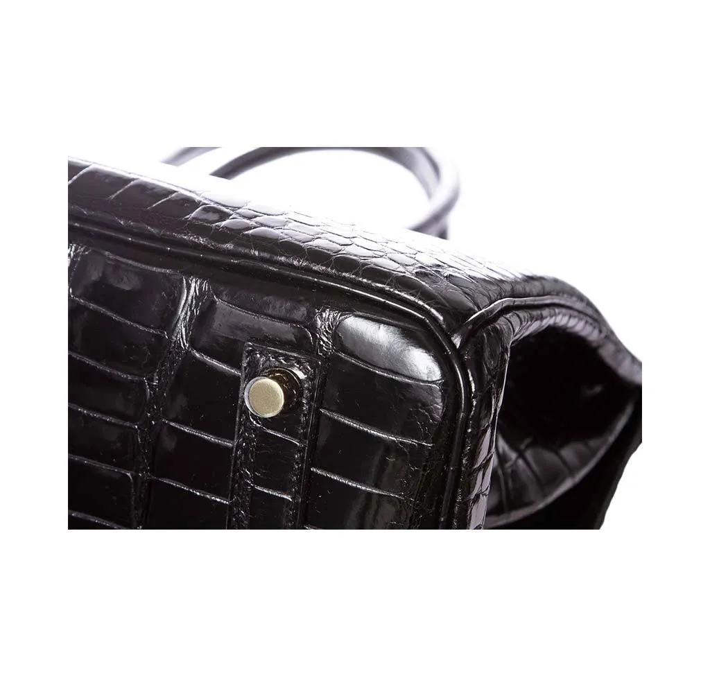 Hermès Porosus Crocodile Birkin 35 Black Bag