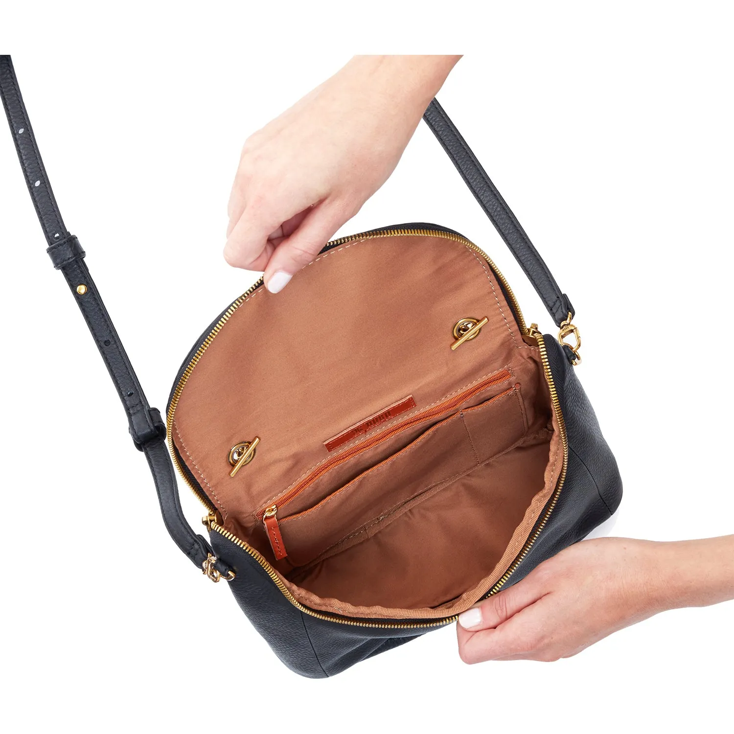 Hobo Fern Satchel Black Velvet Hide Leather