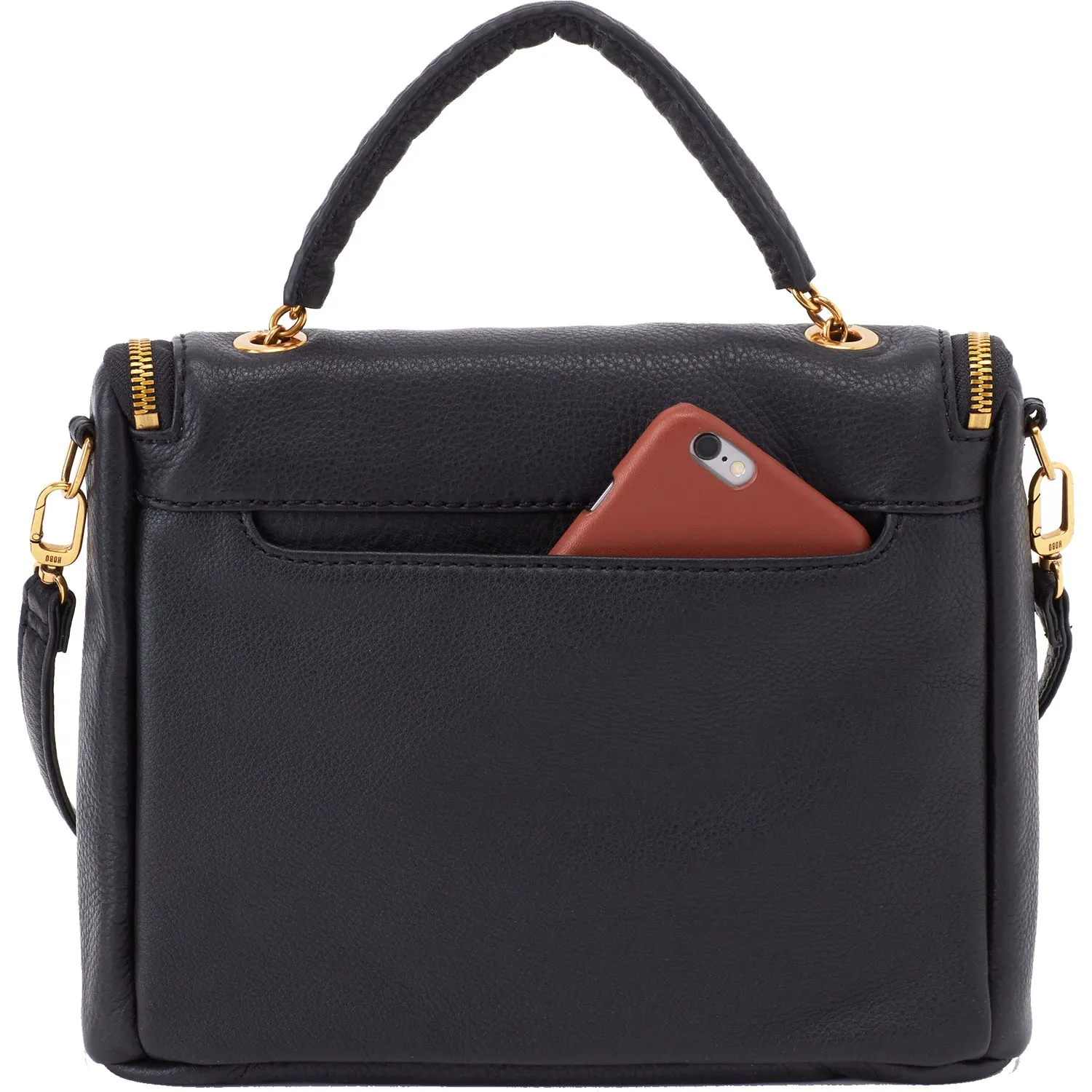 Hobo Fern Satchel Black Velvet Hide Leather