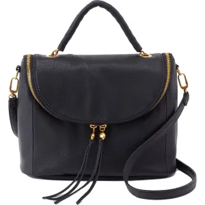 Hobo Fern Satchel Black Velvet Hide Leather