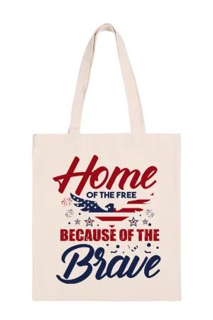 Home of the Free Print Minimalist Fashion Tote Bag - Pack of 6