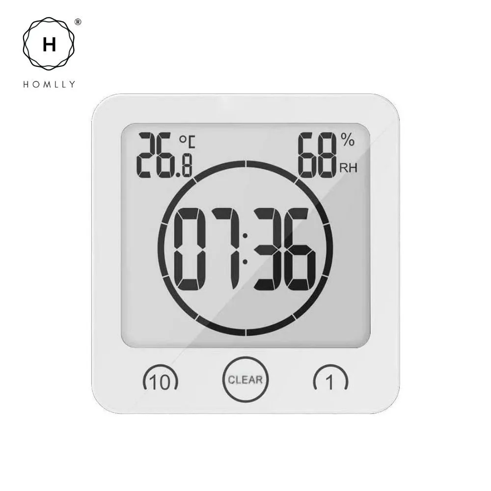 Homlly Bathroom Waterproof Big Digital LCD Wall Clock Timer with Alarm