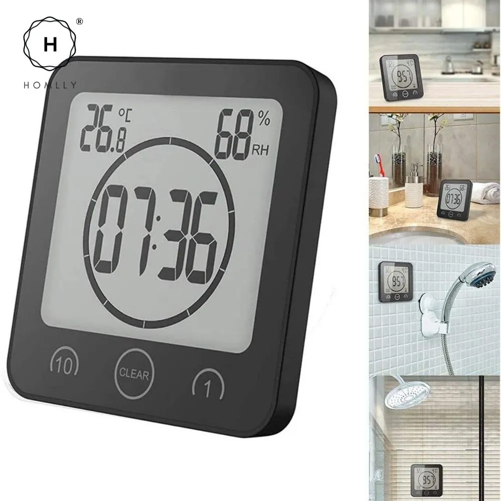 Homlly Bathroom Waterproof Big Digital LCD Wall Clock Timer with Alarm