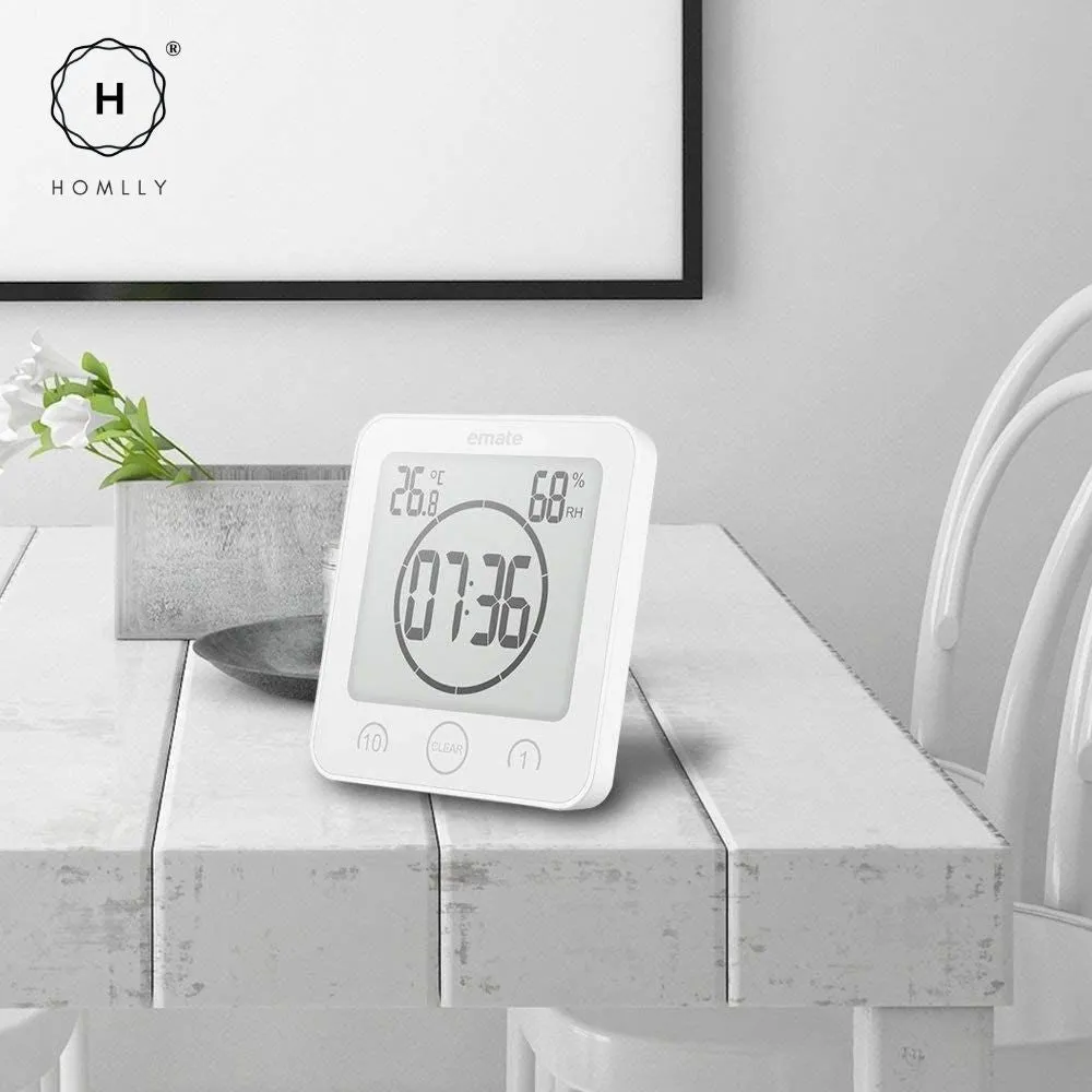 Homlly Bathroom Waterproof Big Digital LCD Wall Clock Timer with Alarm