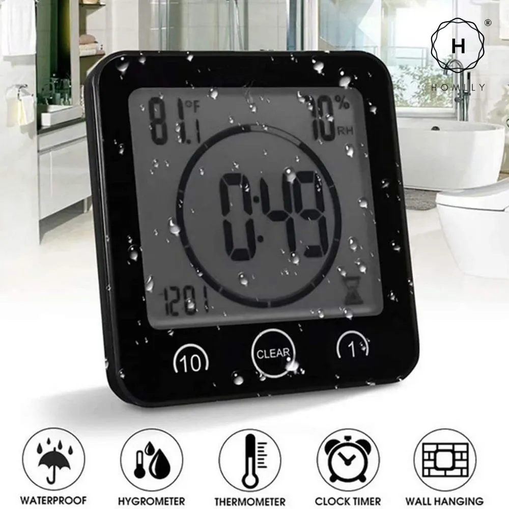 Homlly Bathroom Waterproof Big Digital LCD Wall Clock Timer with Alarm
