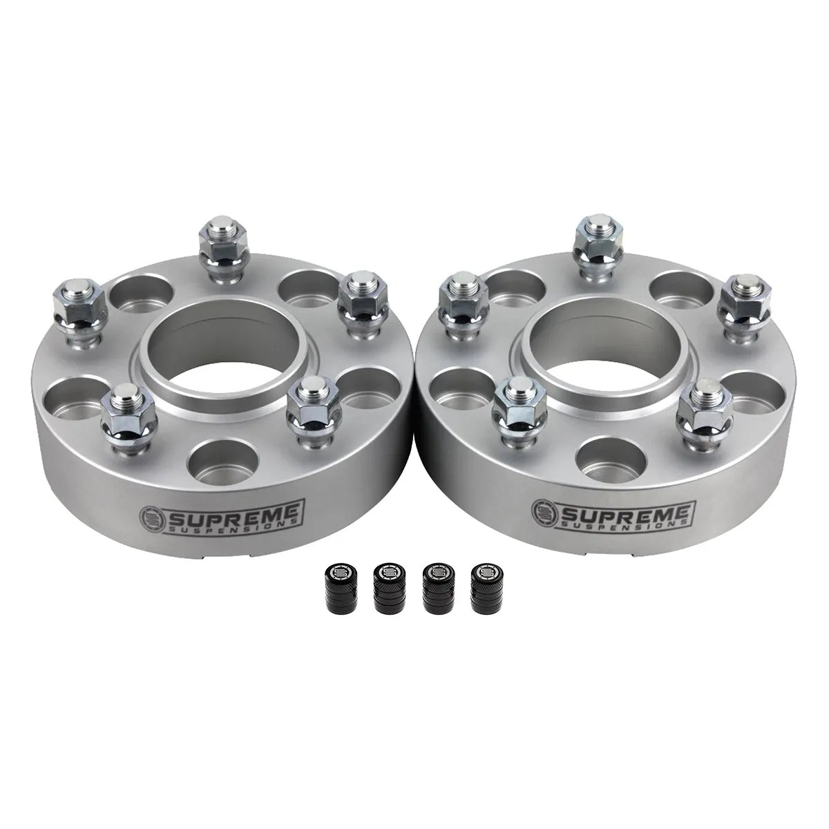 Hub Centric Wheel Spacers Jeep WJ WK JK / 5x5" BP 1/2"x20 Studs   Valve Caps