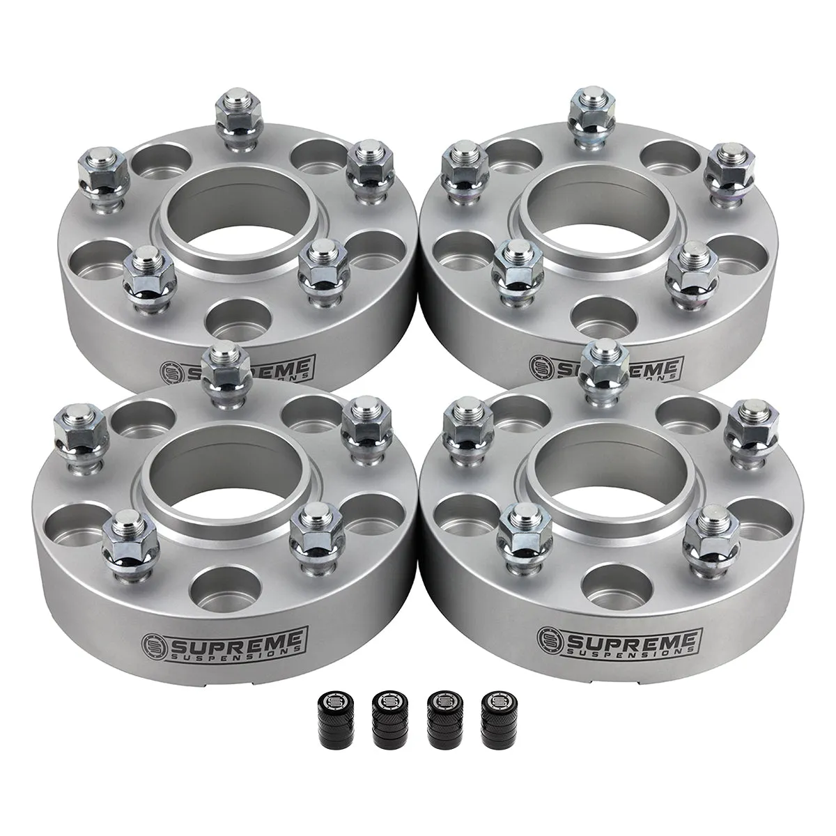 Hub Centric Wheel Spacers Jeep WJ WK JK / 5x5" BP 1/2"x20 Studs   Valve Caps