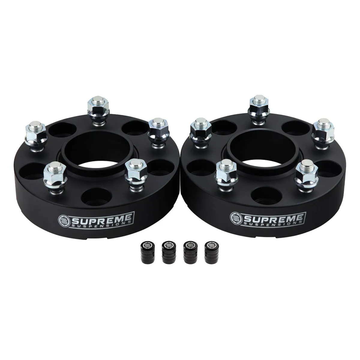 Hub Centric Wheel Spacers Jeep WJ WK JK / 5x5" BP 1/2"x20 Studs   Valve Caps