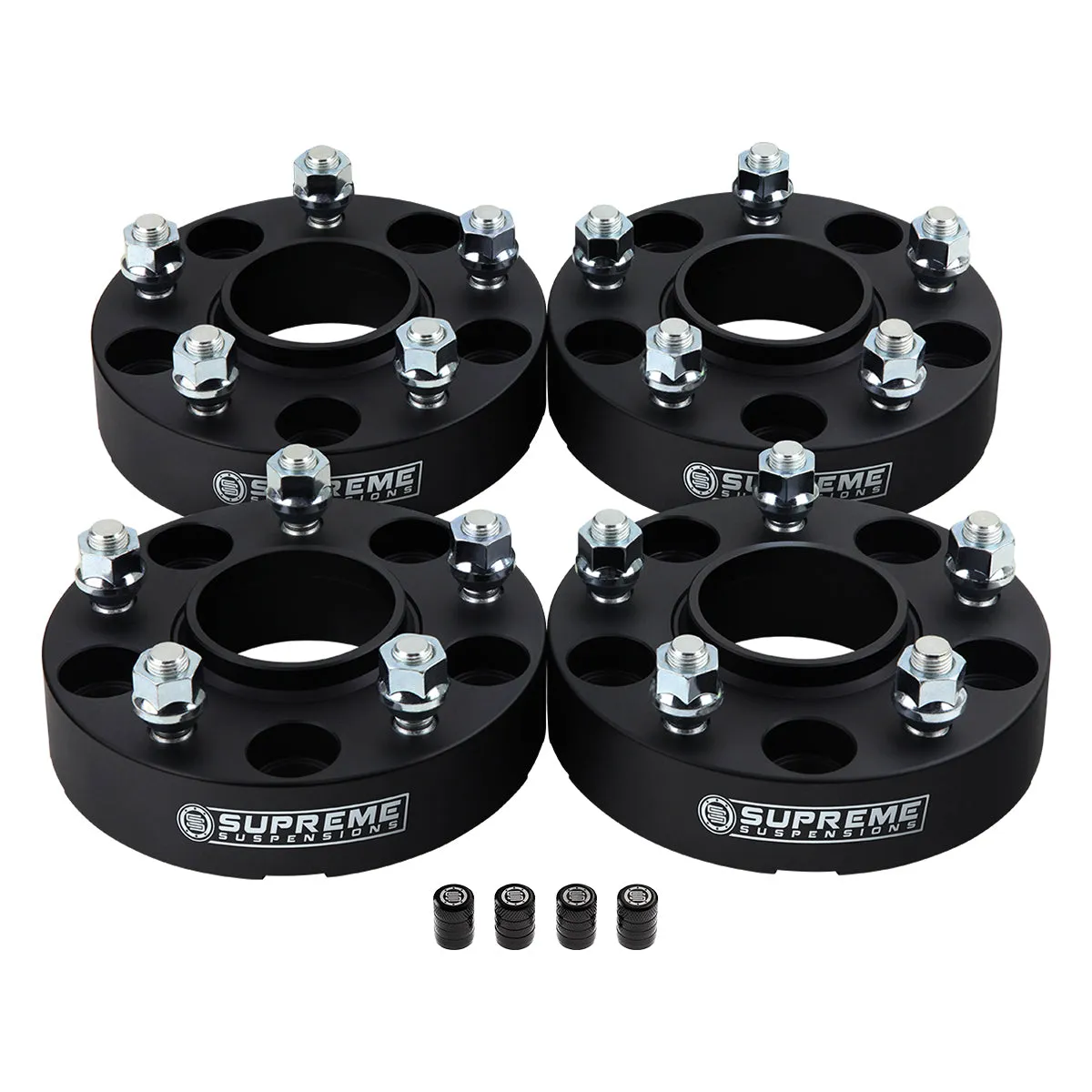Hub Centric Wheel Spacers Jeep WJ WK JK / 5x5" BP 1/2"x20 Studs   Valve Caps