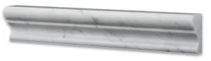 Italian Carrara White Marble Honed 2 X 12 Crown Mercer Molding Trim - 4" Sample