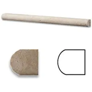 Ivory (Light) Travertine 3/4 X 12 Bullnose Liner Trim Molding, Honed - 4" Sample