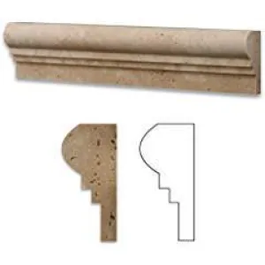 Ivory Travertine Honed 2 1/2 X 12 OG-2 Chair Rail Liner Molding Trim - 1 full piece