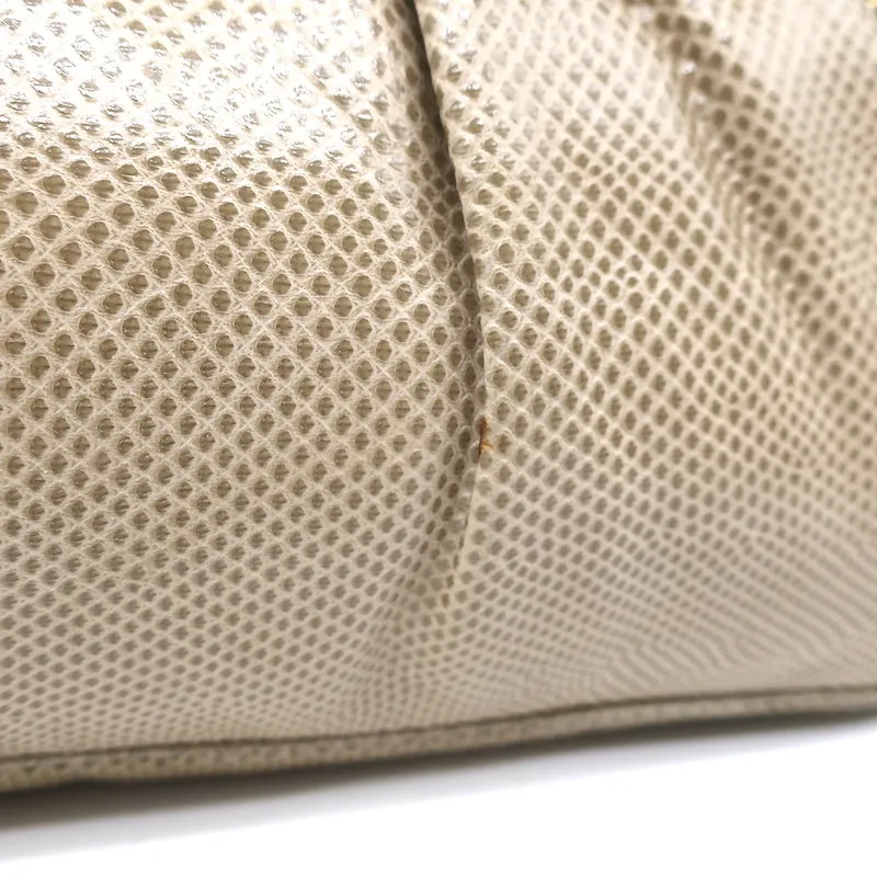 Judith Leiber Lizard Clutch Beige Small Chain Strap Crossbody Bag