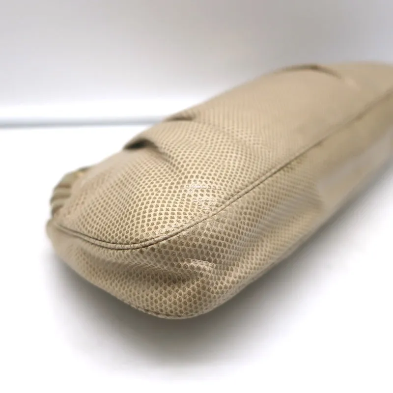 Judith Leiber Lizard Clutch Beige Small Chain Strap Crossbody Bag