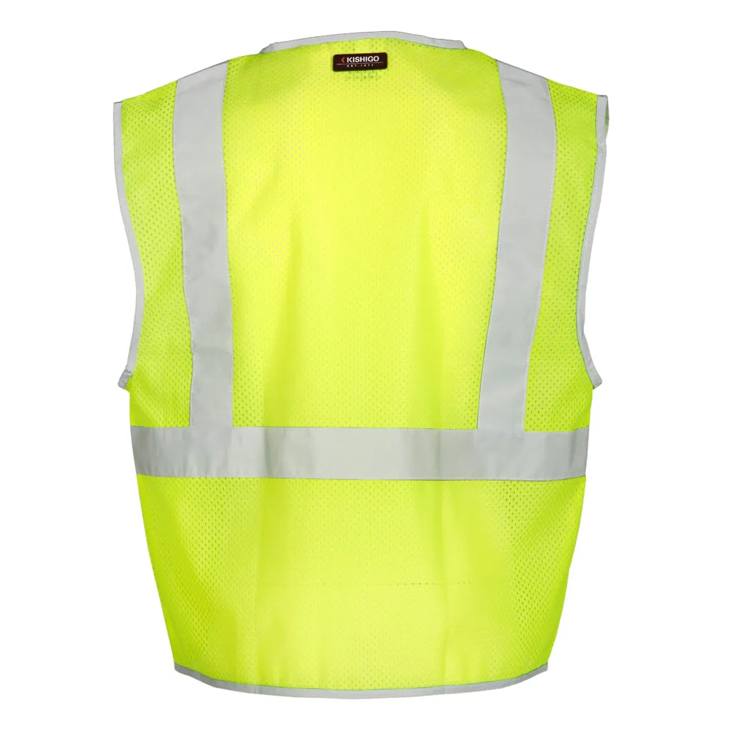 Kishigo Brilliant Series 3 Pocket Zipper Mesh Vest, Type R Class 2