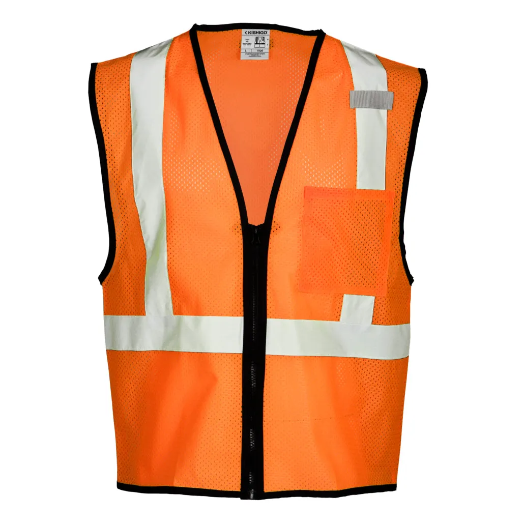 Kishigo Single Pocket Zipper Mesh Vest, Type R Class 2