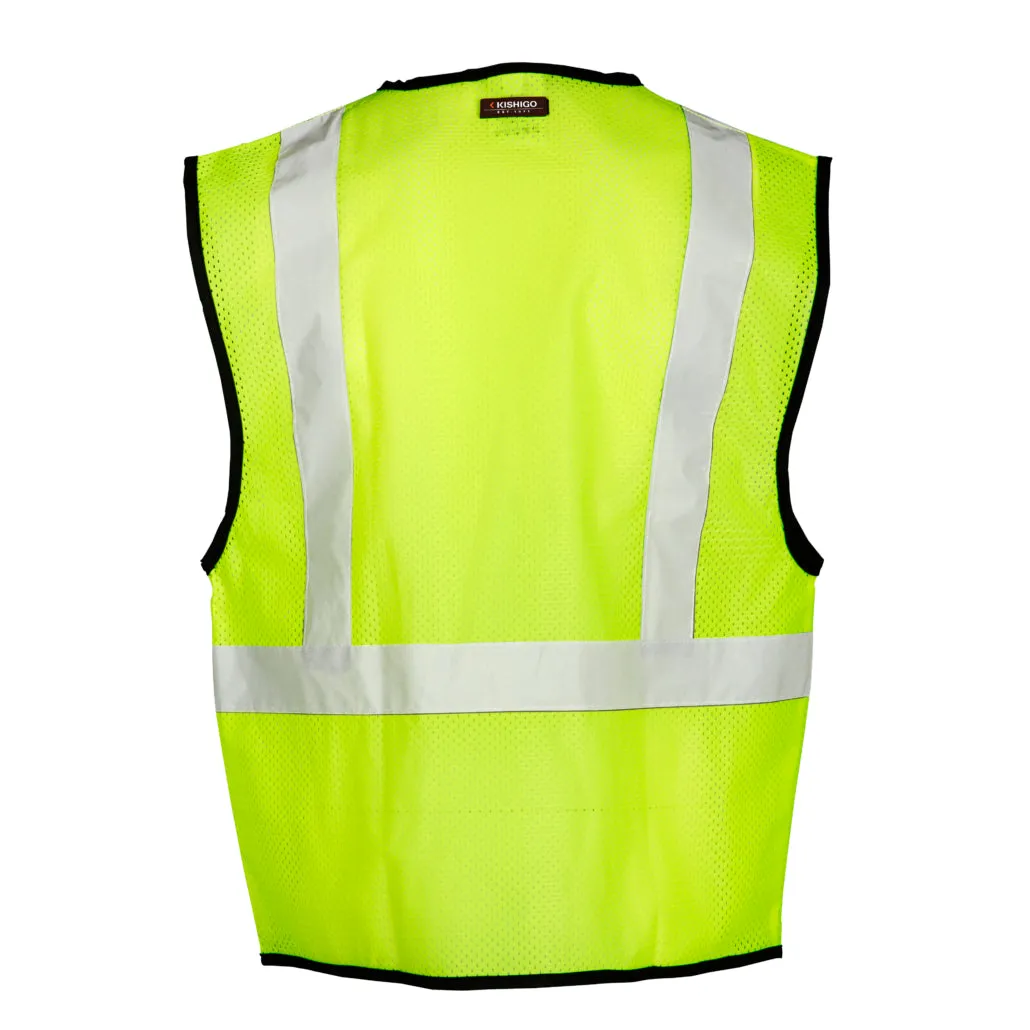 Kishigo Single Pocket Zipper Mesh Vest, Type R Class 2