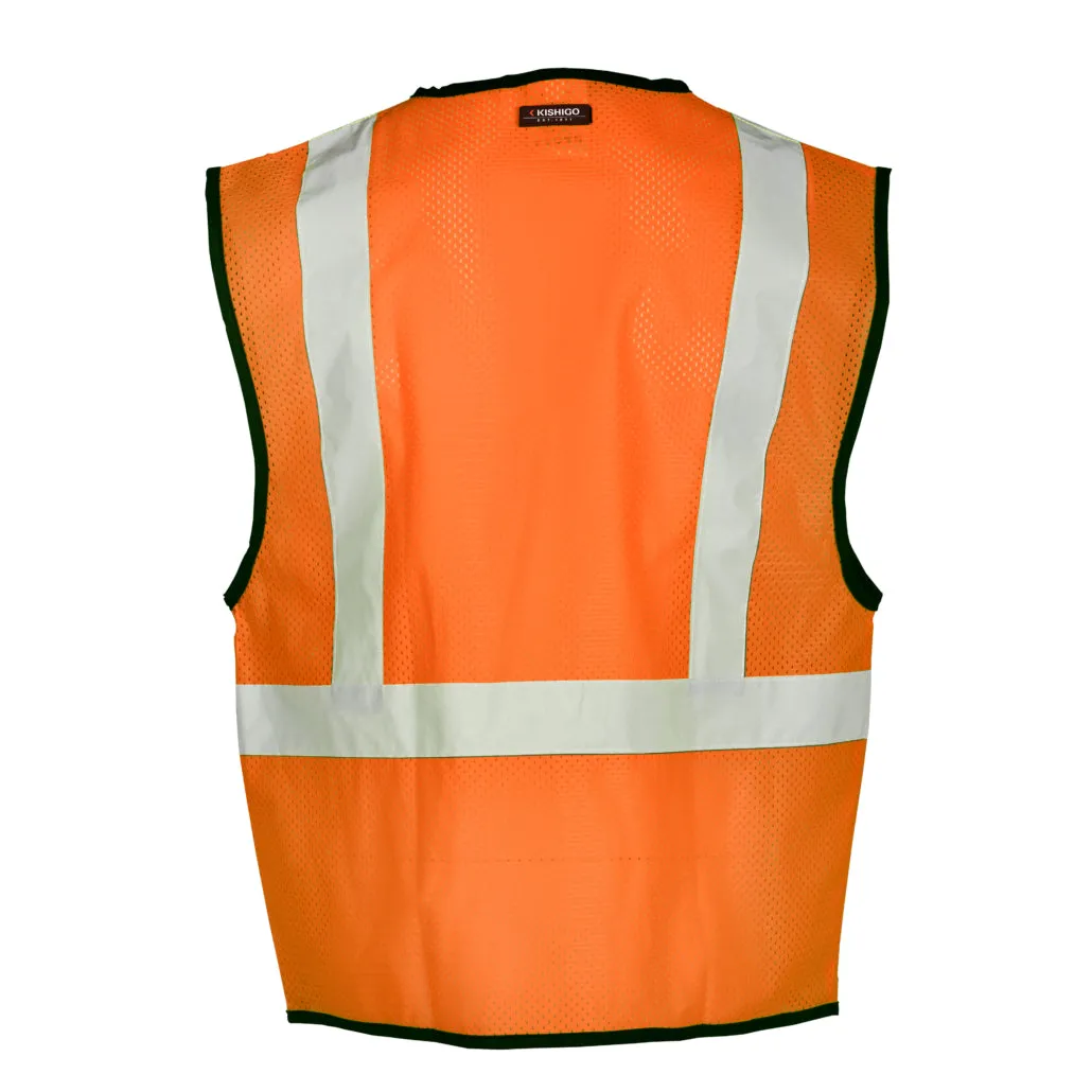 Kishigo Single Pocket Zipper Mesh Vest, Type R Class 2