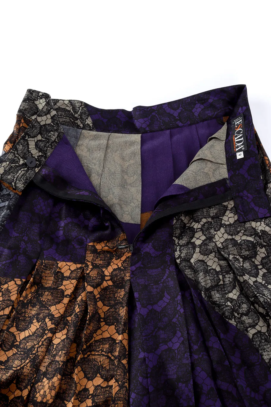 Lace Print Silk Top & Skirt Set