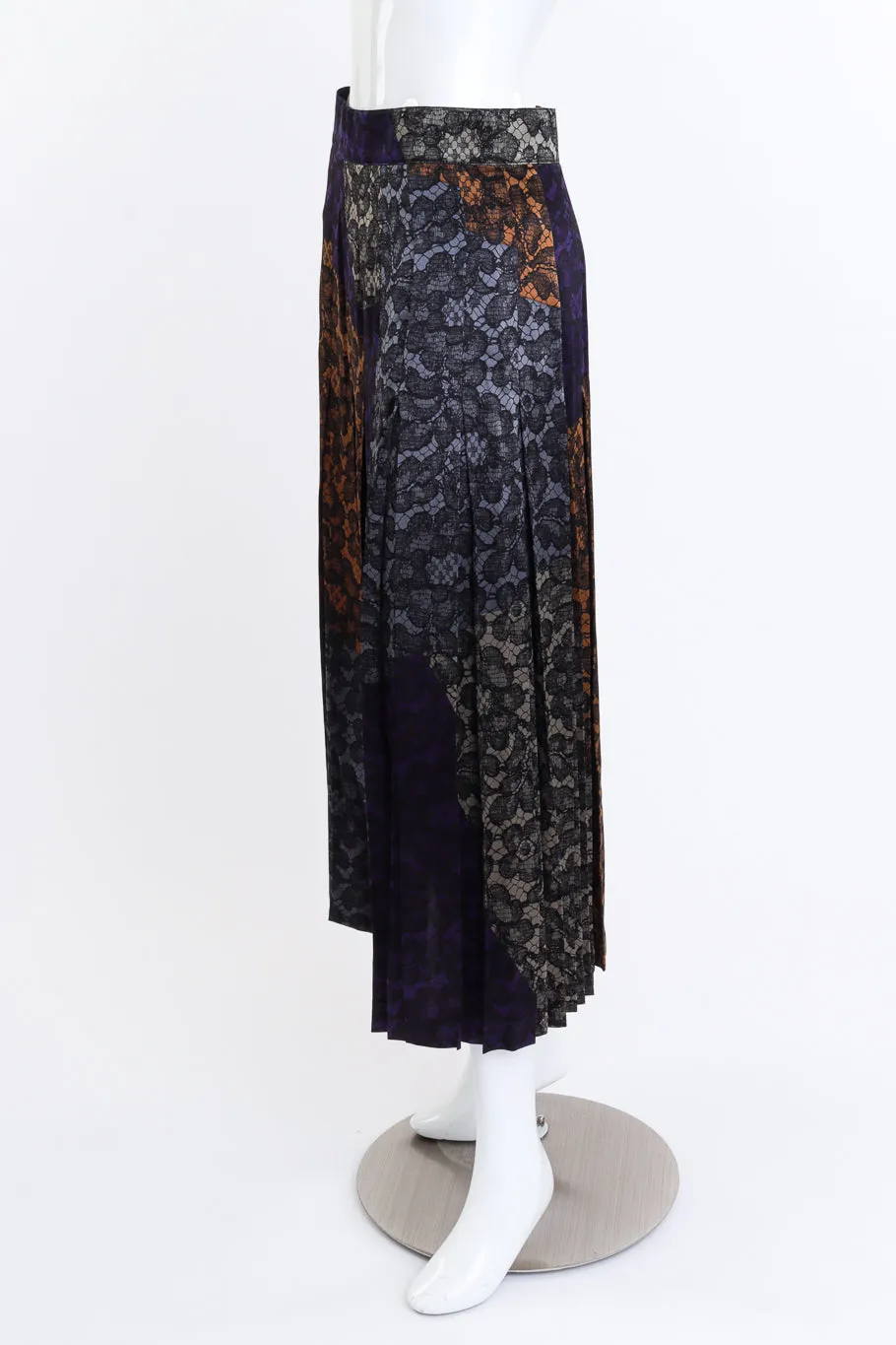 Lace Print Silk Top & Skirt Set