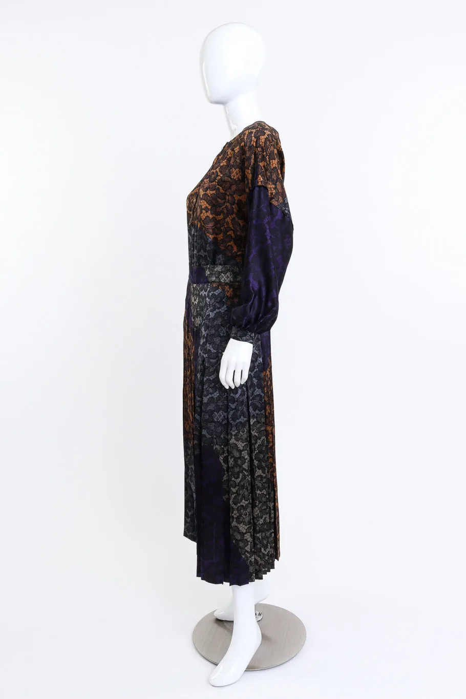 Lace Print Silk Top & Skirt Set