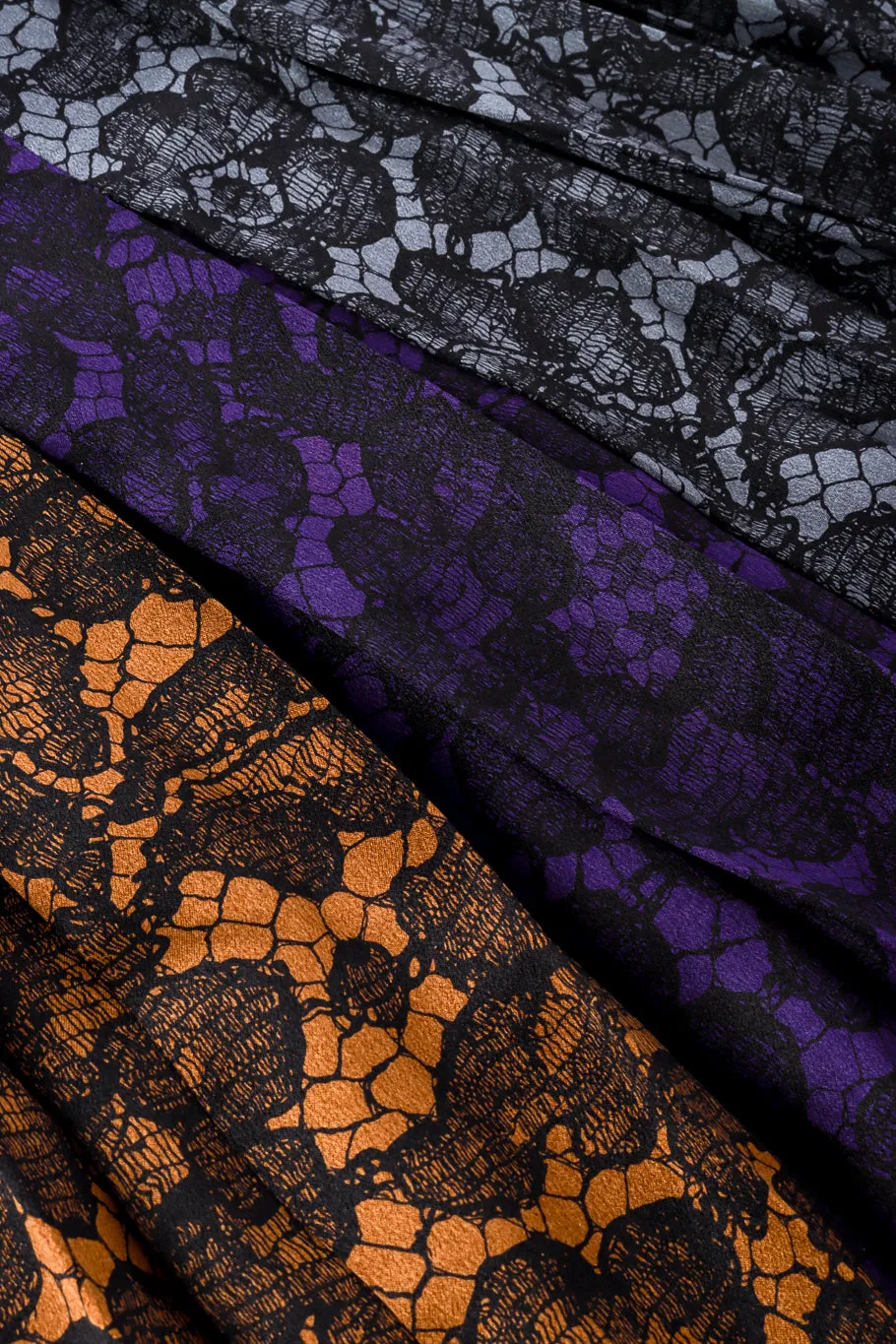 Lace Print Silk Top & Skirt Set