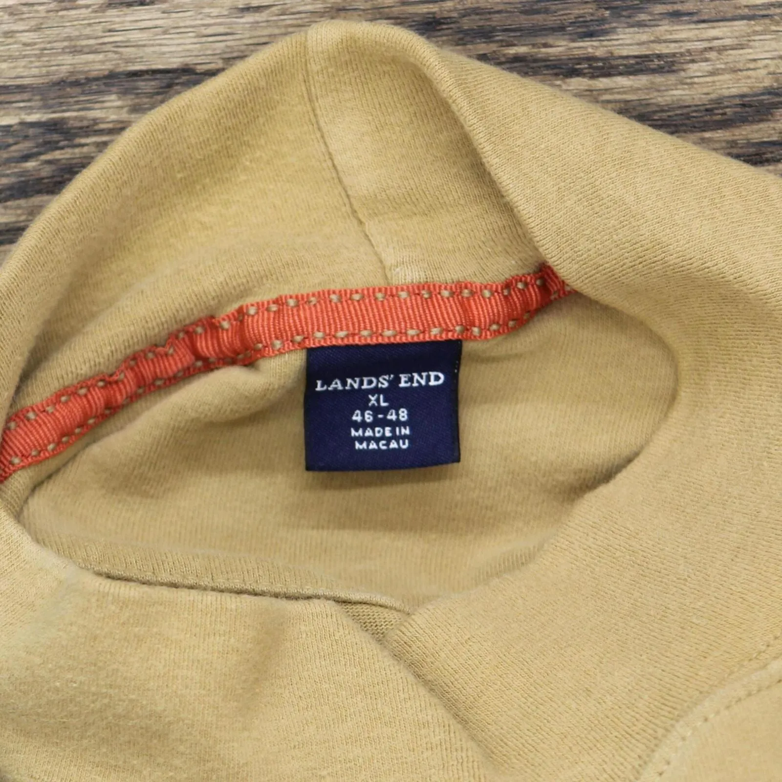 Lands' End Mens Vintage Lightweight Mockneck Pullover Sweater Tan Brown XL