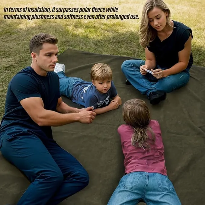 Large Outdoor Waterproof Blanket with Wool - 79" x 59", Extra Thick 300 GSM Fleece, Warm, Wearable, Washable, Portable Stadium Blankets for Camping Picnic, Beach, Sporting Events, Pet, Car