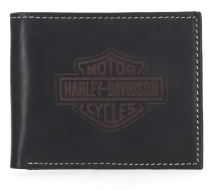 Laser Logo Billfold Wallet in Black - Black