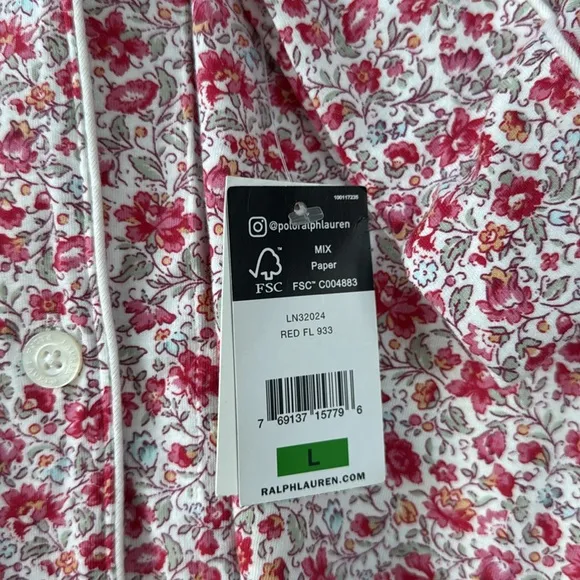 Lauren Ralph Lauren NWT 100% Cotton Floral Nightshirt Size Large