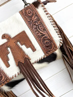 Leather Hide Firebird Crossbody Purse