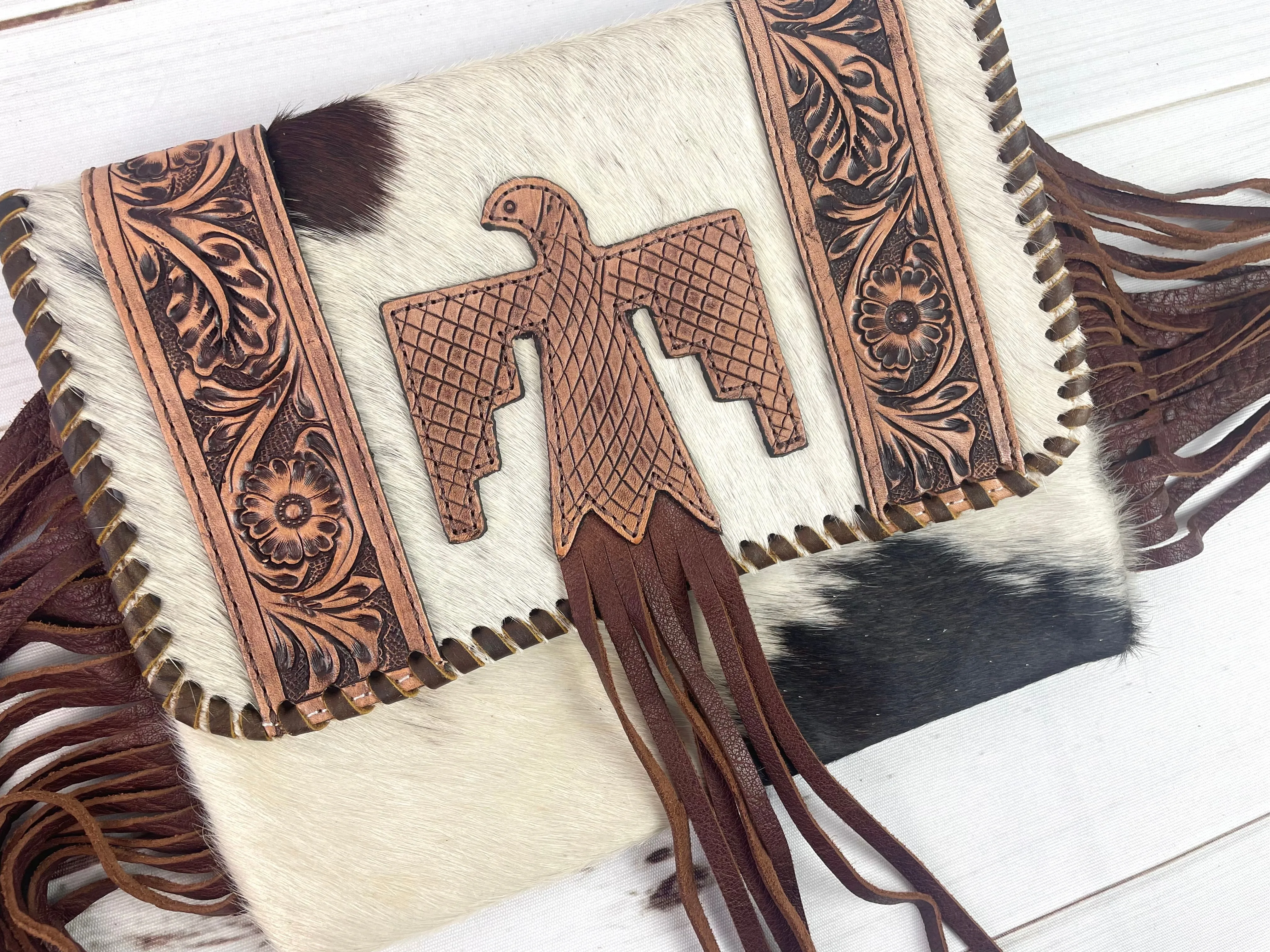 Leather Hide Firebird Crossbody Purse