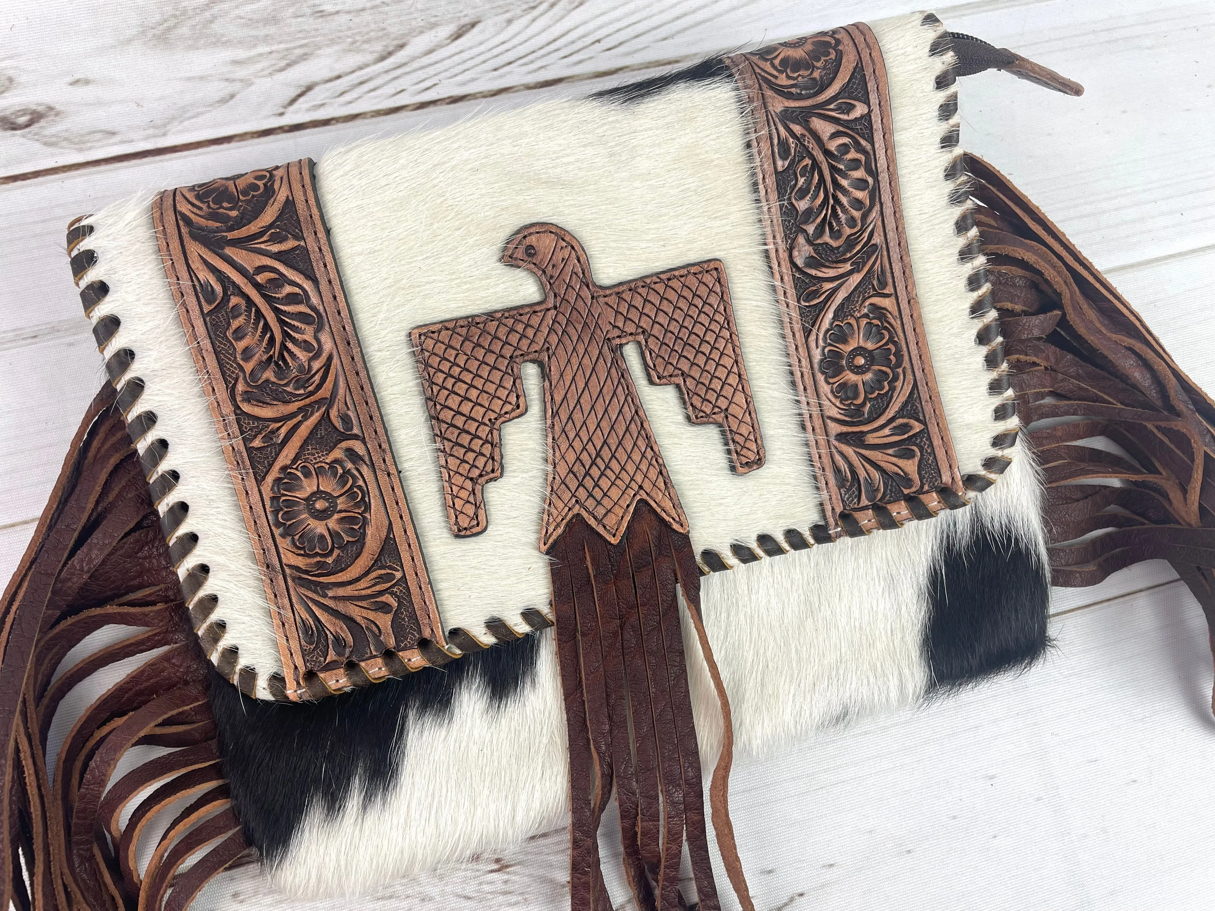 Leather Hide Firebird Crossbody Purse