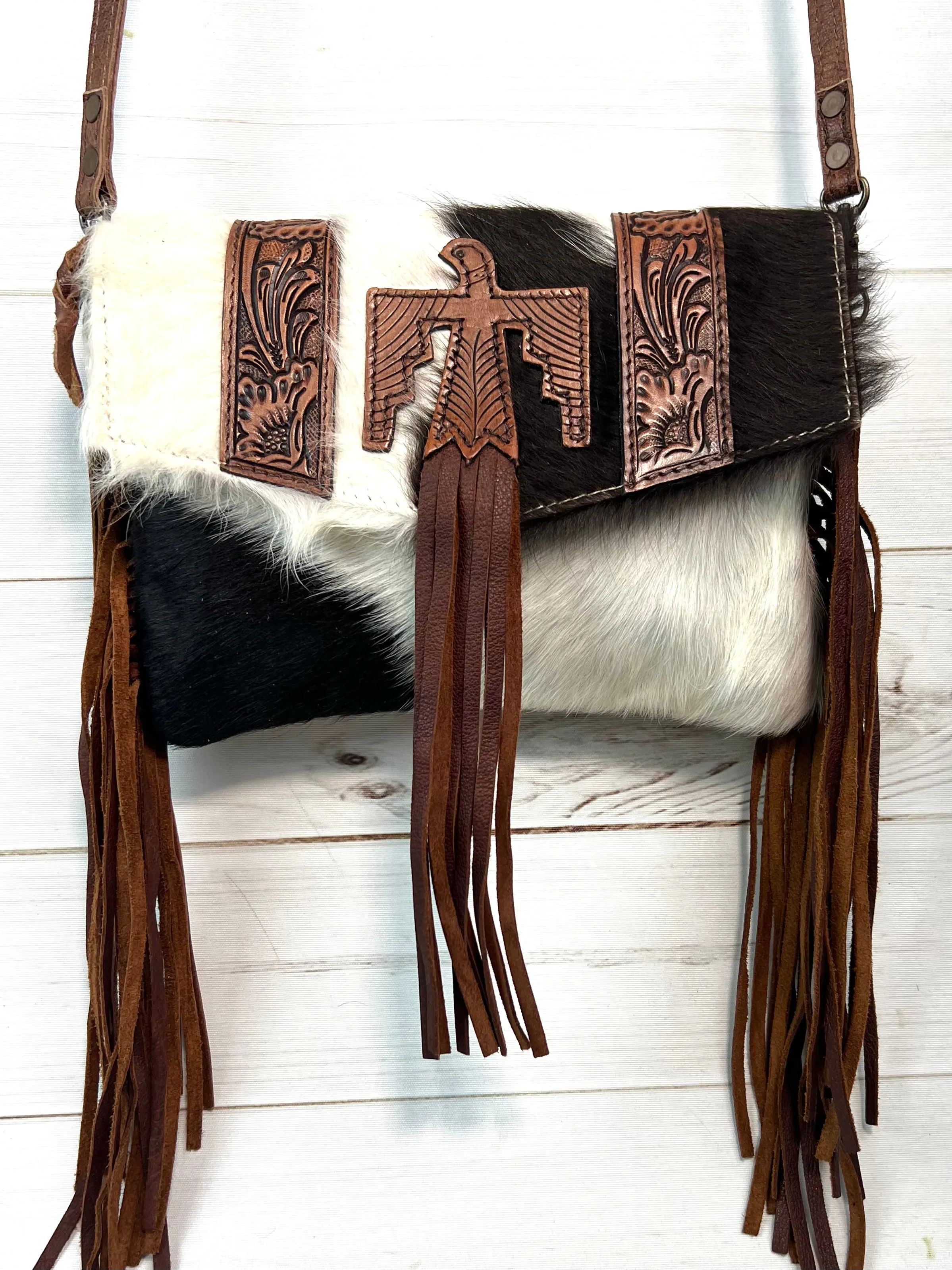 Leather Hide Firebird Crossbody Purse