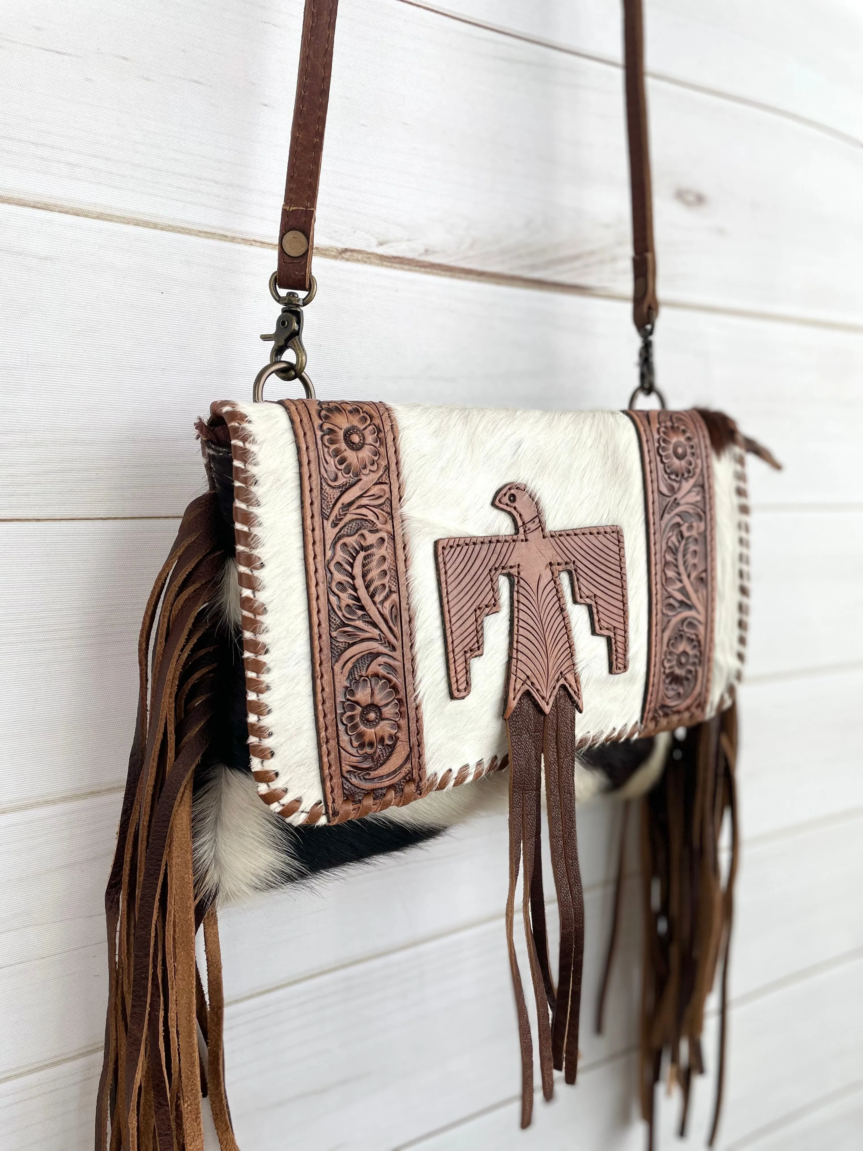 Leather Hide Firebird Crossbody Purse