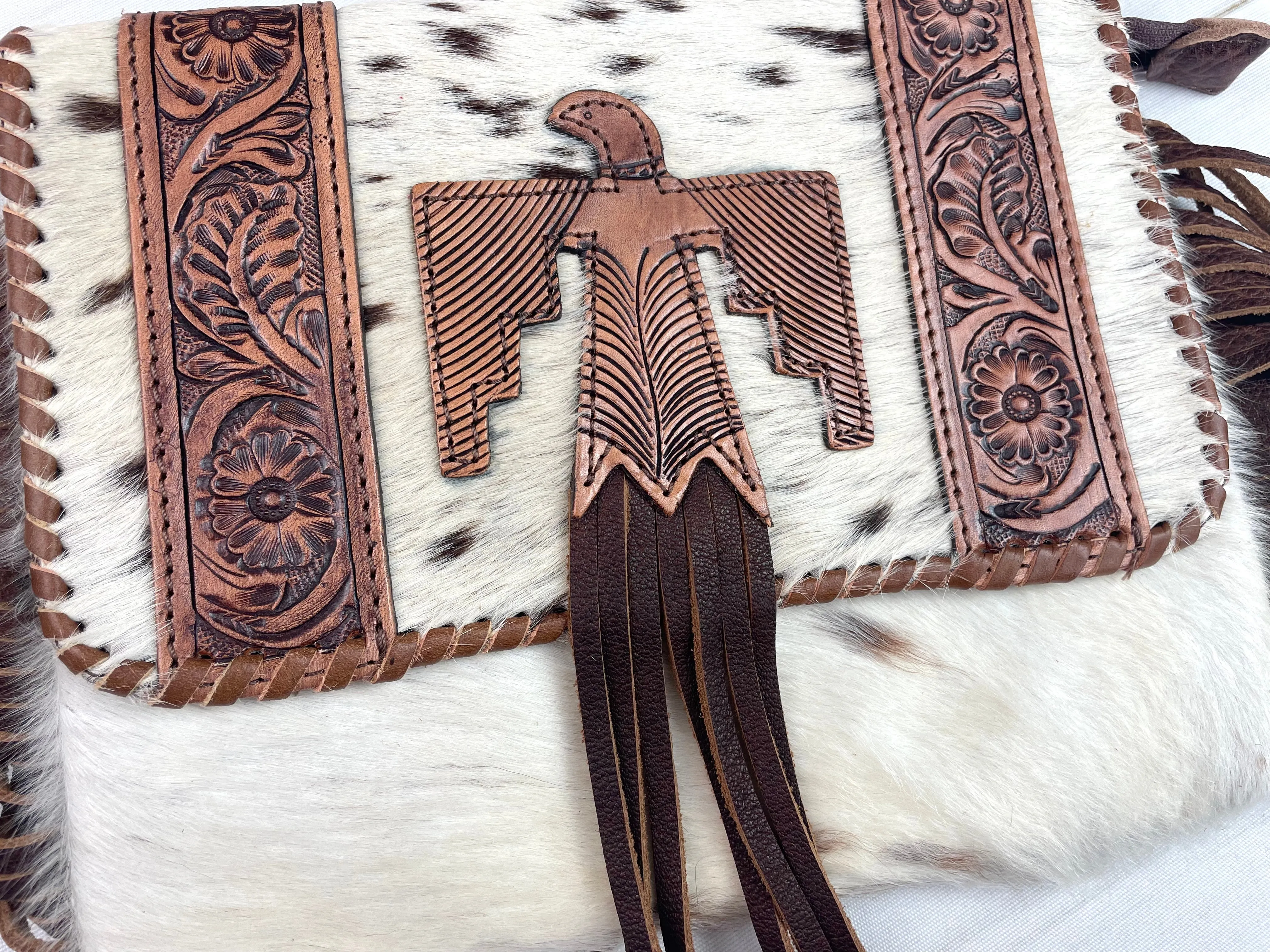 Leather Hide Firebird Crossbody Purse