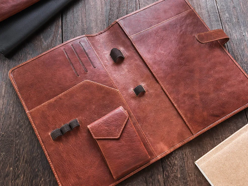 Leather Notebook Cover A5 - Compact - Cognac Brown