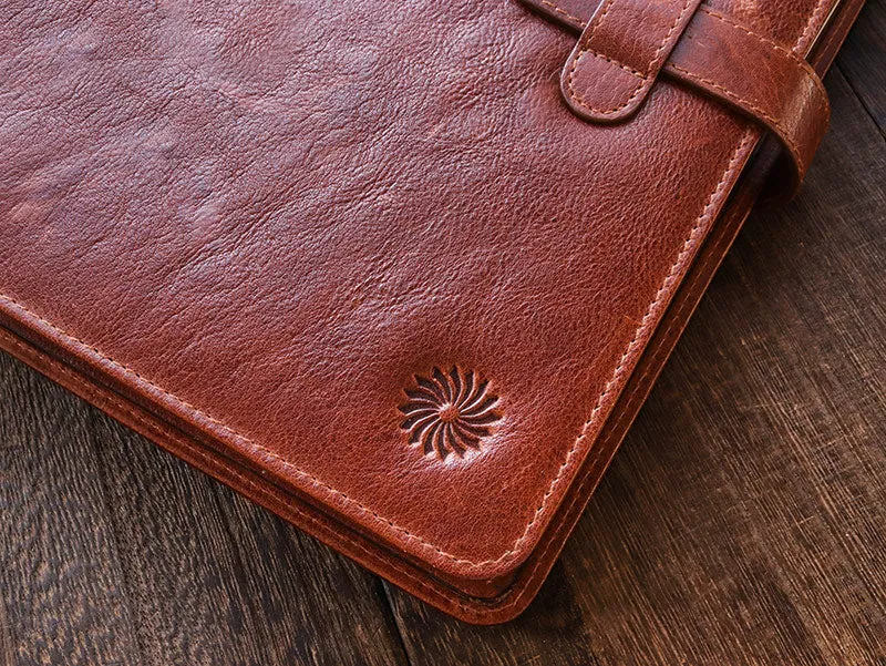 Leather Notebook Cover A5 - Compact - Cognac Brown