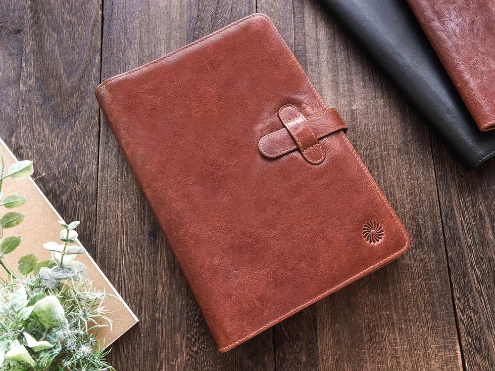 Leather Notebook Cover A5 - Compact - Cognac Brown
