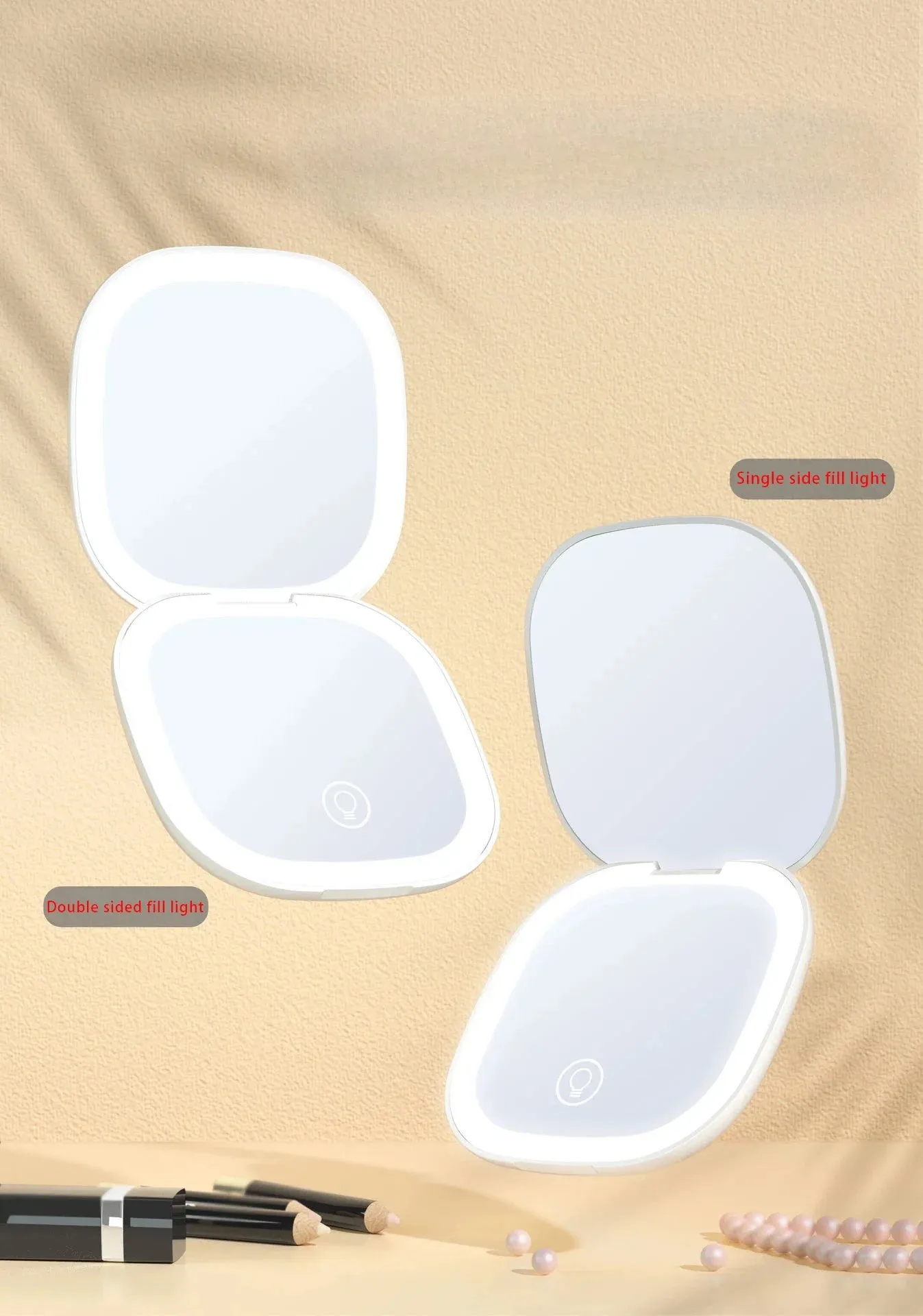 LED 5X/10X Magnifying Compact Mirror – Portable Foldable Rechargeable Travel Makeup Mirror
