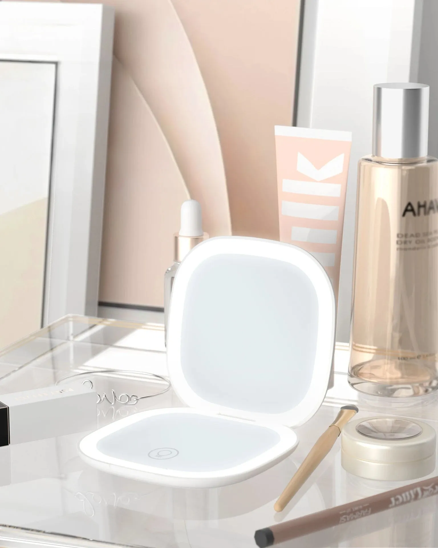LED 5X/10X Magnifying Compact Mirror – Portable Foldable Rechargeable Travel Makeup Mirror