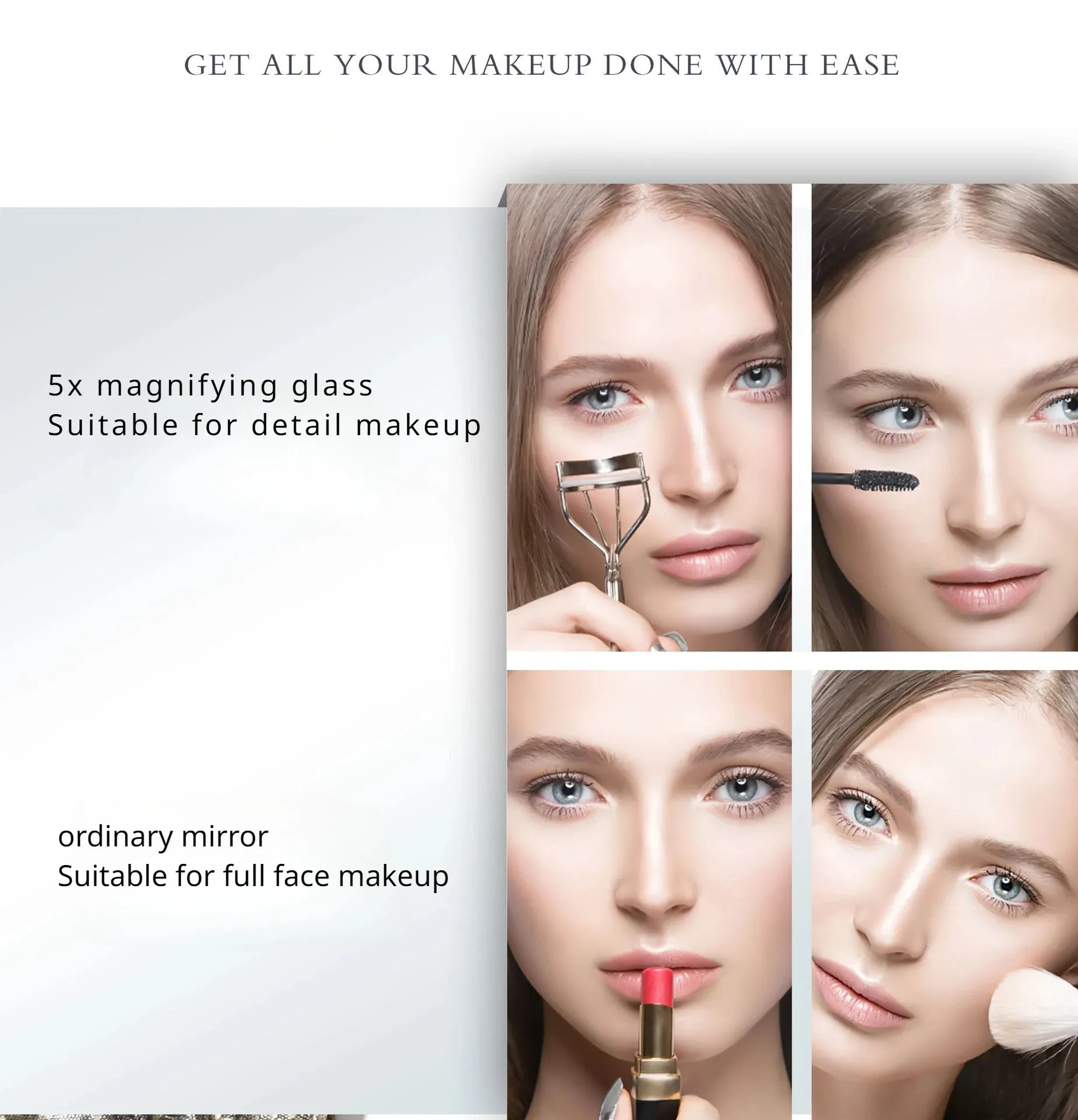 LED 5X/10X Magnifying Compact Mirror – Portable Foldable Rechargeable Travel Makeup Mirror