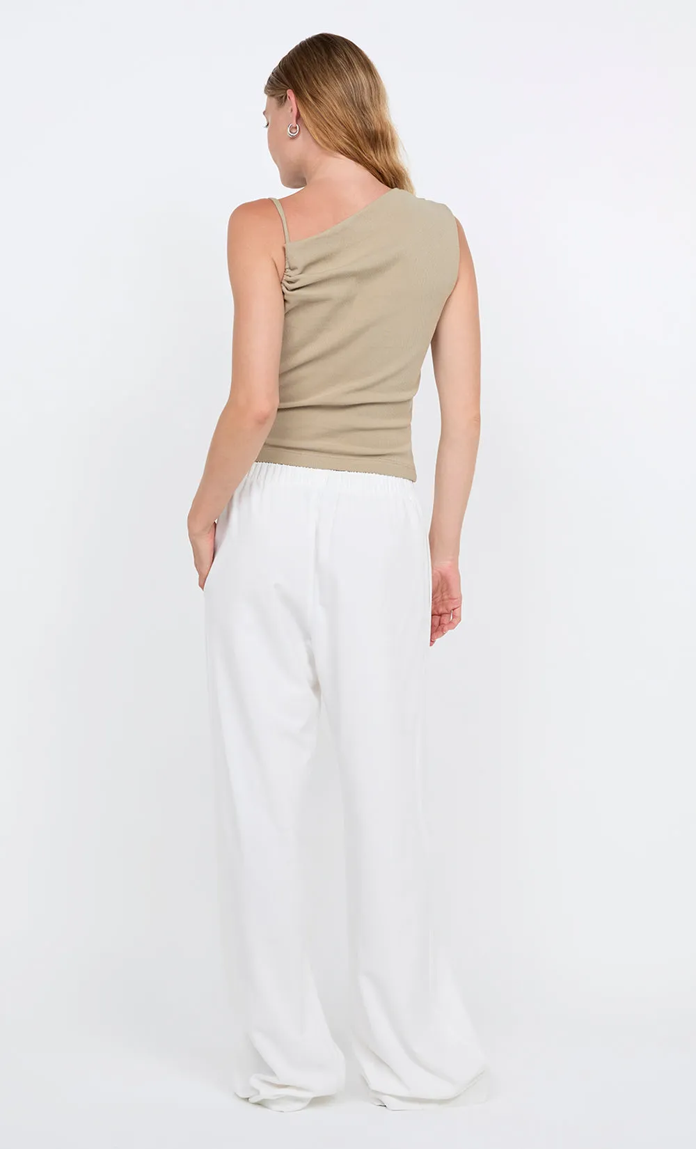 LEILA ASYM TANK - TAUPEE