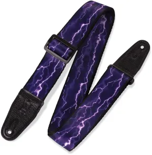 Levy's Print Series 2" Polyester Guitar Strap, Purple Lightning Pattern