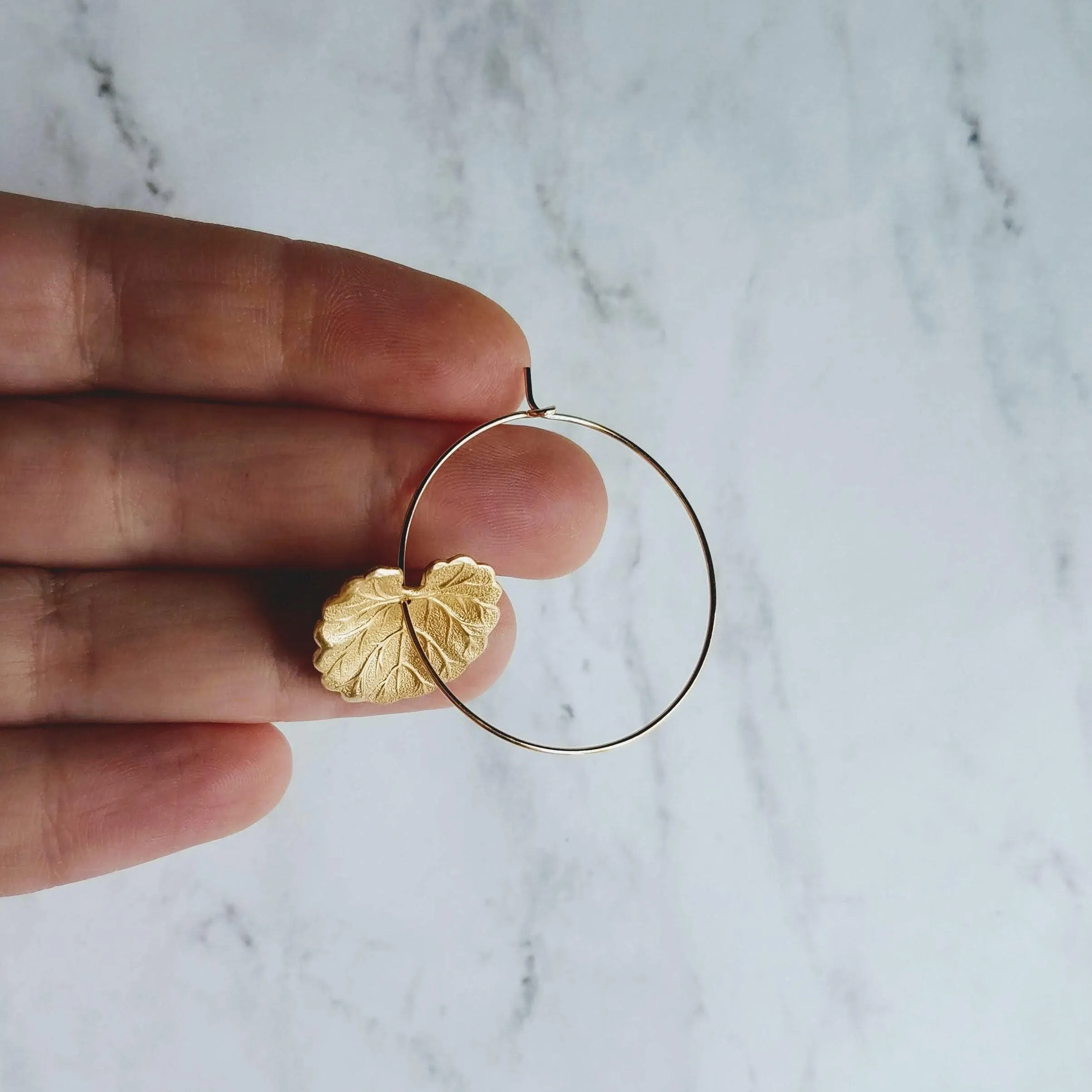 Lily Pad Earrings, large gold hoops, gold lilypad, gold lotus earring, lightweight hoops, lotus leaf earring, thin gold hoops, 2 inch hoops