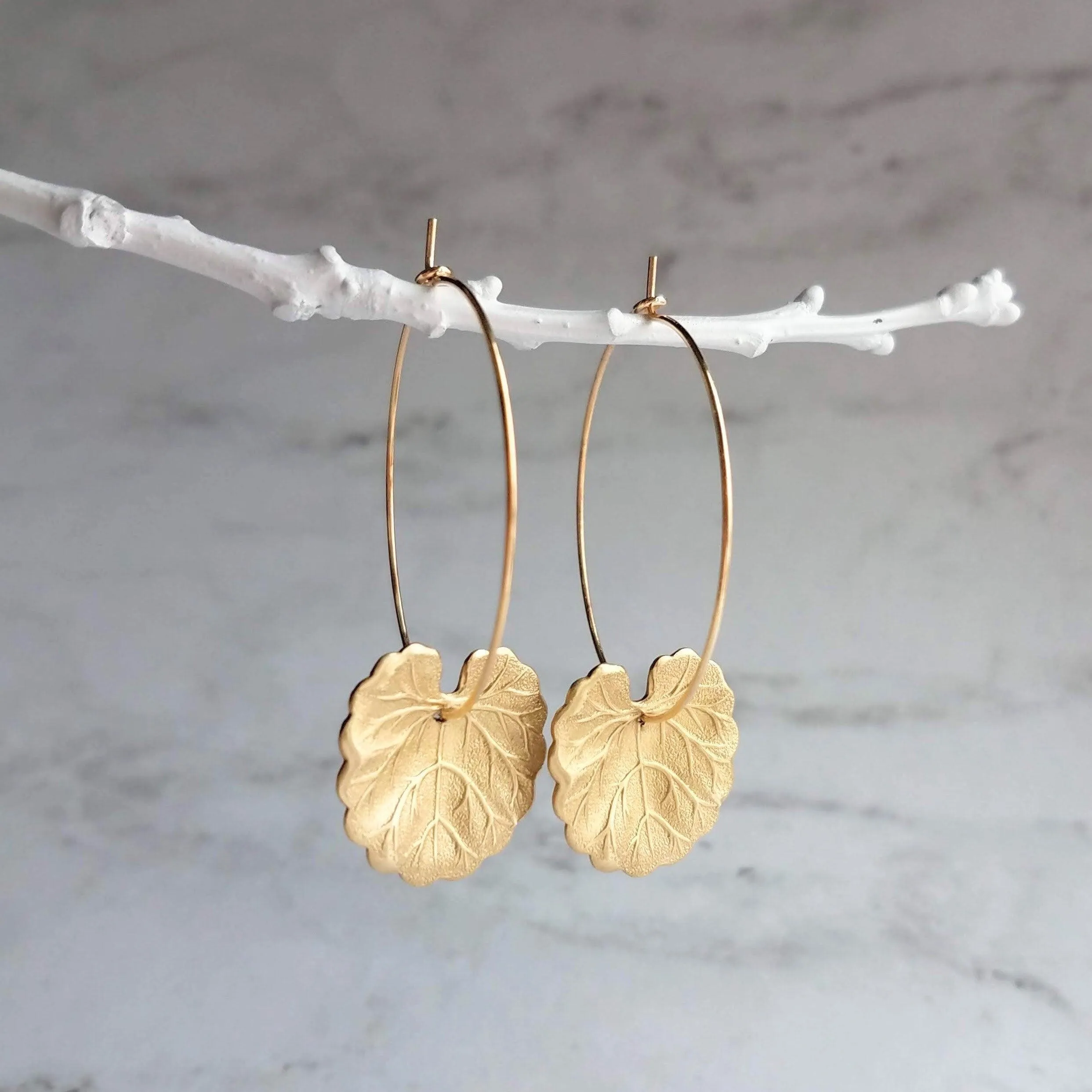 Lily Pad Earrings, large gold hoops, gold lilypad, gold lotus earring, lightweight hoops, lotus leaf earring, thin gold hoops, 2 inch hoops