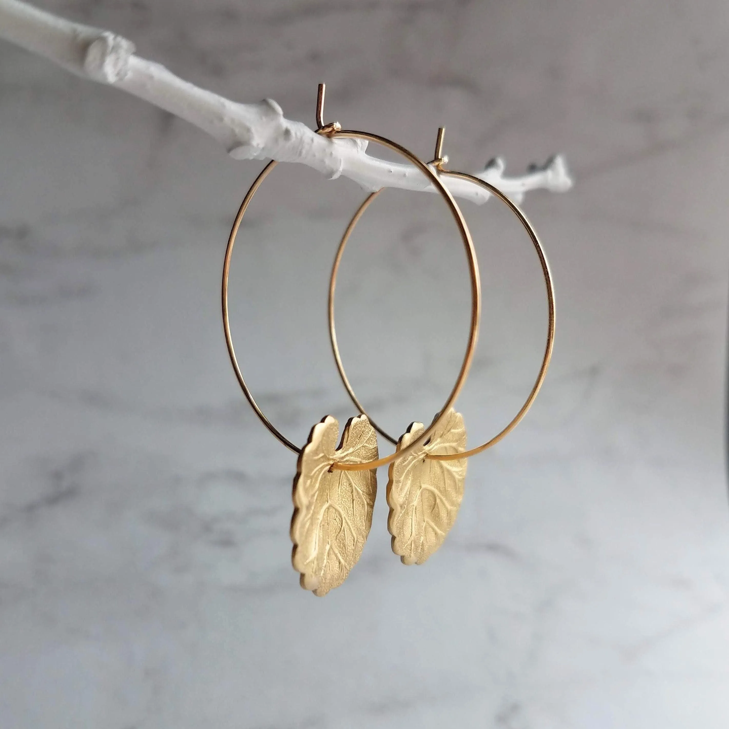 Lily Pad Earrings, large gold hoops, gold lilypad, gold lotus earring, lightweight hoops, lotus leaf earring, thin gold hoops, 2 inch hoops
