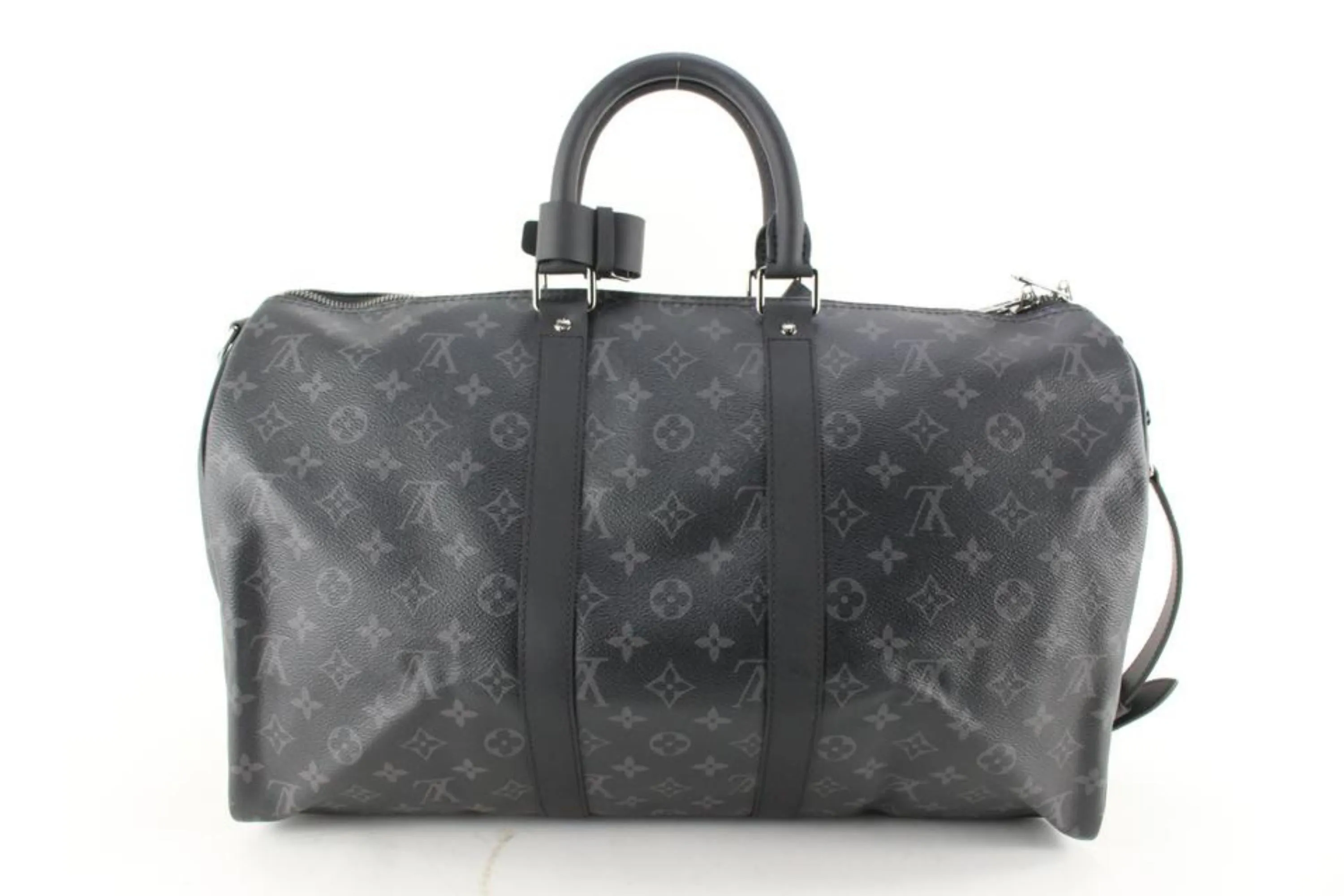 Louis Vuitton Black Monogram Eclipse Keepall Bandouliere 45 Duffle with Strap 2L103a